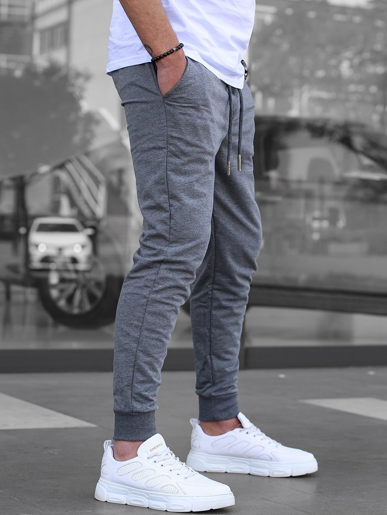 Men's Solid Color Jogger Sports Pants With Drawstrings, Casual Lightweight And Breathable Running Fitness Slim Pants Outdoor Trousers