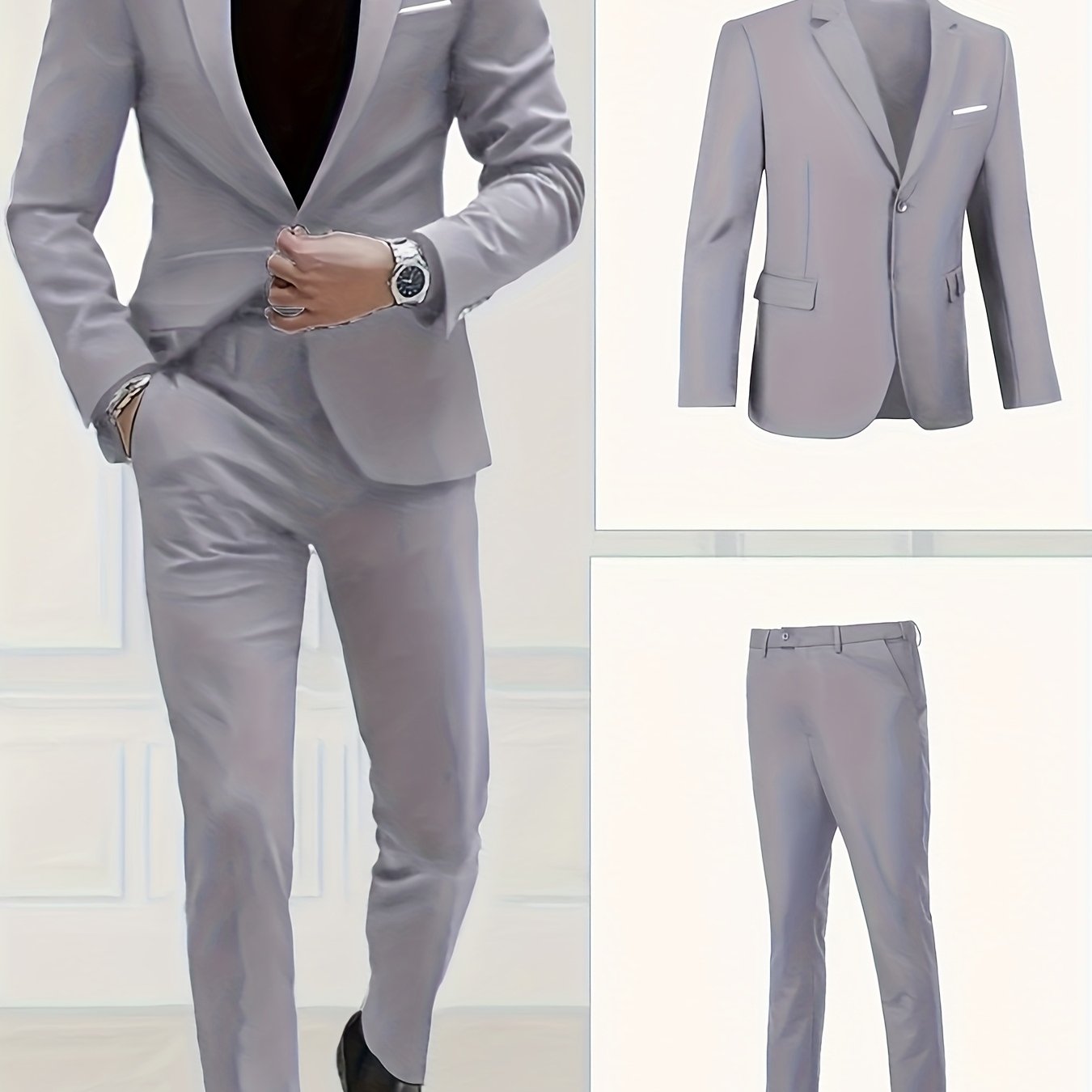 Men's High-end New Suit Set 2pcs Suit and Trousers Fashionable for Wedding Banquet Party