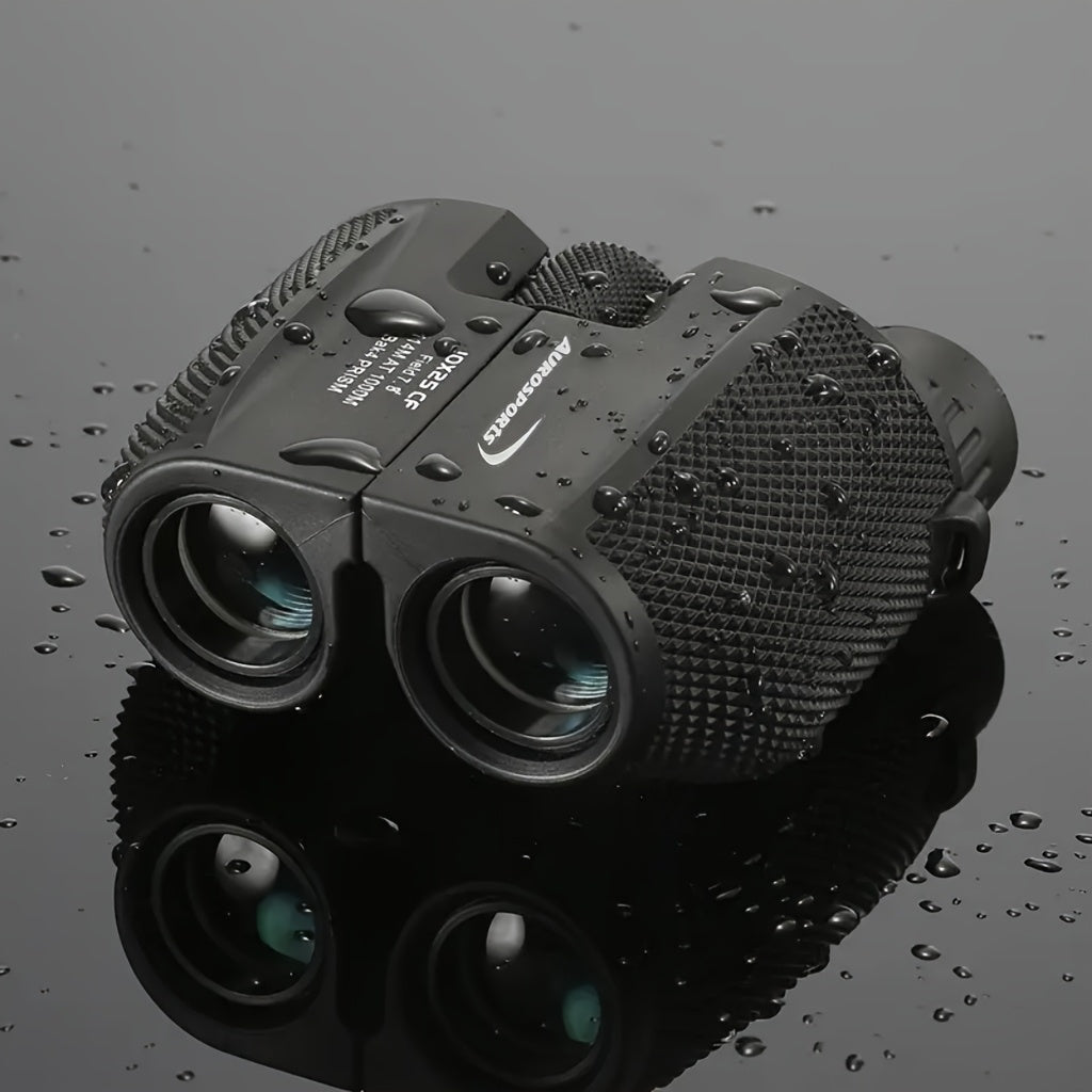 TD1025 Compact High-Quality Binoculars with 10x Magnification, 25mm Objective Lenses & Interchangeable Eyecups - Black Rubber Coated Optics for Bird Watching, Travel, Sports, Outdoor Observation, Binoculars for Bird Watching,