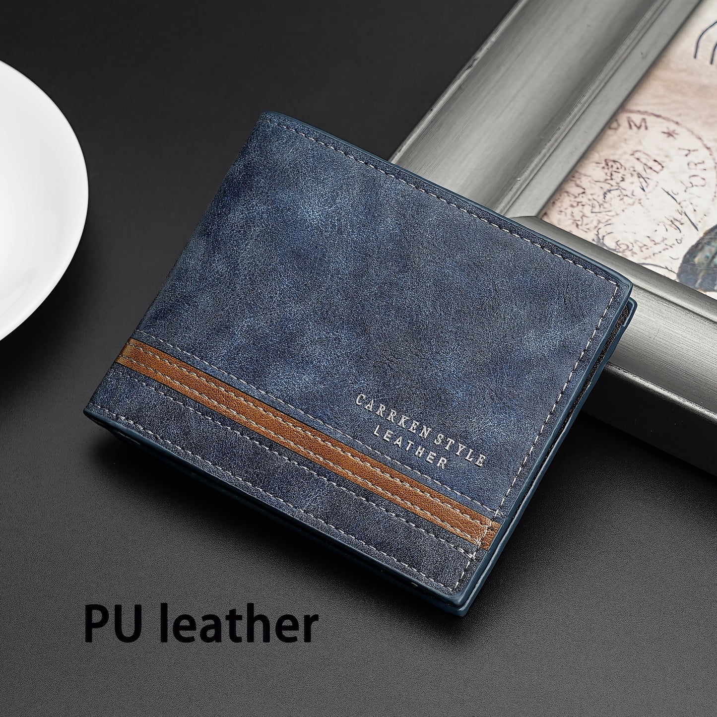 1pc Men's Short Wallet, Fashion Horizontal Multi-card Slots Zipper Coin Purse