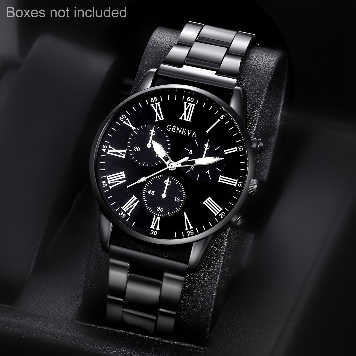 1 Set GINAVE Men'S Casual Fashion Quartz Watch, Round Alloy Case, Stainless Steel Strap, Battery Powered, Non-Waterproof, Electronic Drive, Father'S Day Gift
