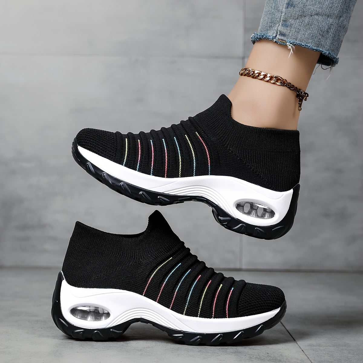 Women's Slip- Shoes - Lightweight Breathable Fabric Upper, Soft Cushioned PU Sole, Low-Top Casual Sneakers for Walking, Jogging & Casual Attire - All-Season Comfort (Black), Ladies Sneakers, Allseason Footwear, Stylish Slipon