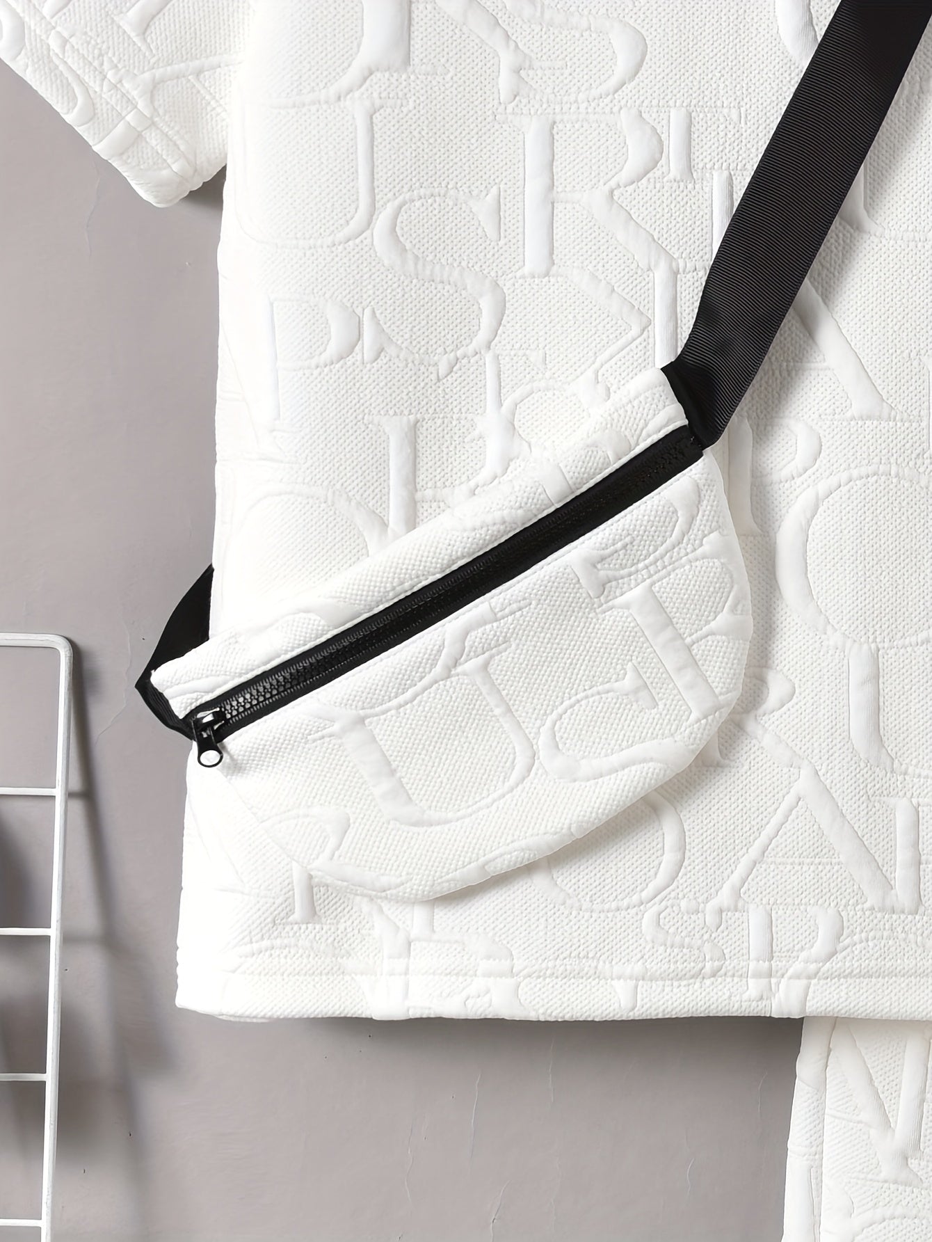 Boys' Stylish White Short Sleeve T-Shirt + Casual Shorts + Fashion Crossbody Bag Set, Perfect for Outdoor