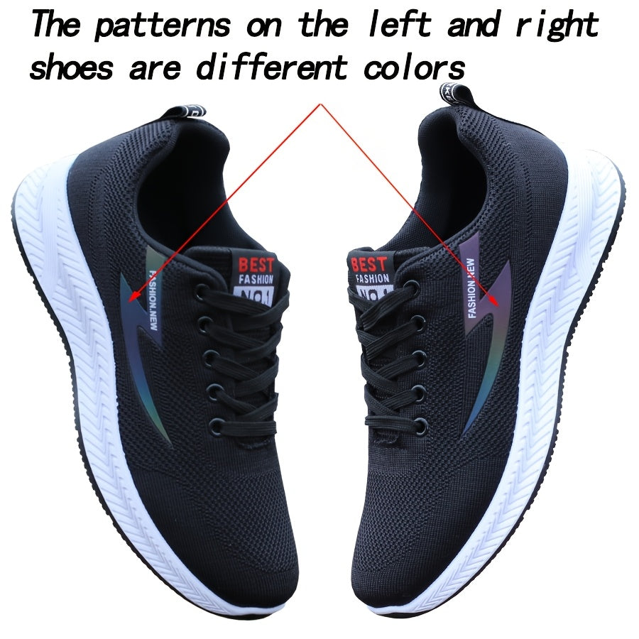 Breathable Men's Athletic Sneakers - Lightweight, Non-Slip Running Shoes with Soft Rubber Sole, Stylish Black Mesh Design for All Seasons, Casual & Sporty Wear, Allseason Footwear, Modern Streetwear, Comfortable Fabric Insole