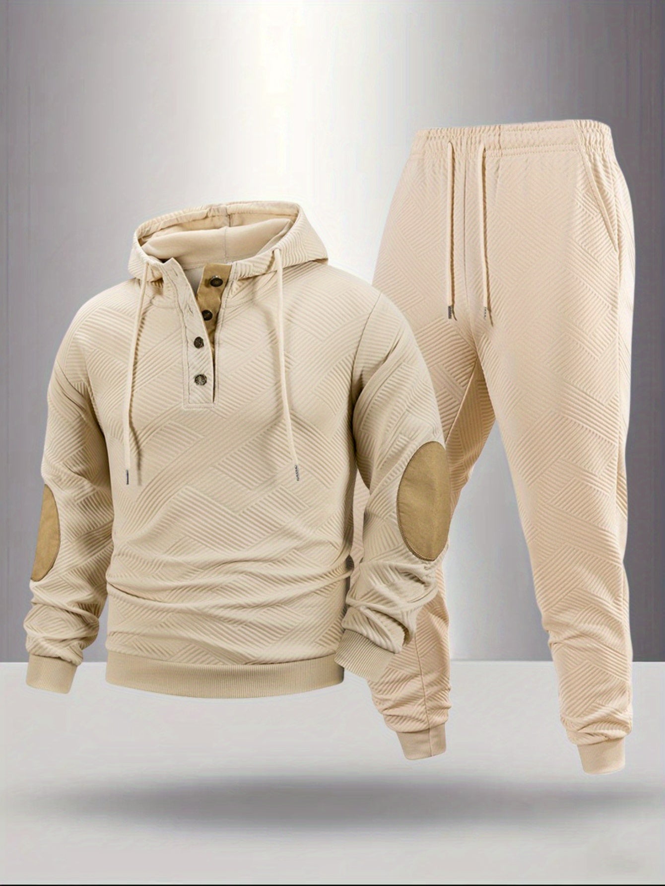 2pcs Autumn New Texture Men's Sportswear Set, Hoodie and Drawstring Pants with Pocket Contrast Design, Lightweight for Outdoor Sports and Casual Wear