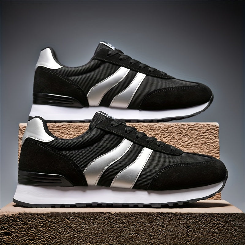 AOPLUS Men's Breathable Casual Sneakers - Lightweight Running Shoes with Cushioned Insole, Durable Rubber Sole, and Stylish Color Block Design for Sports and Casual Attire