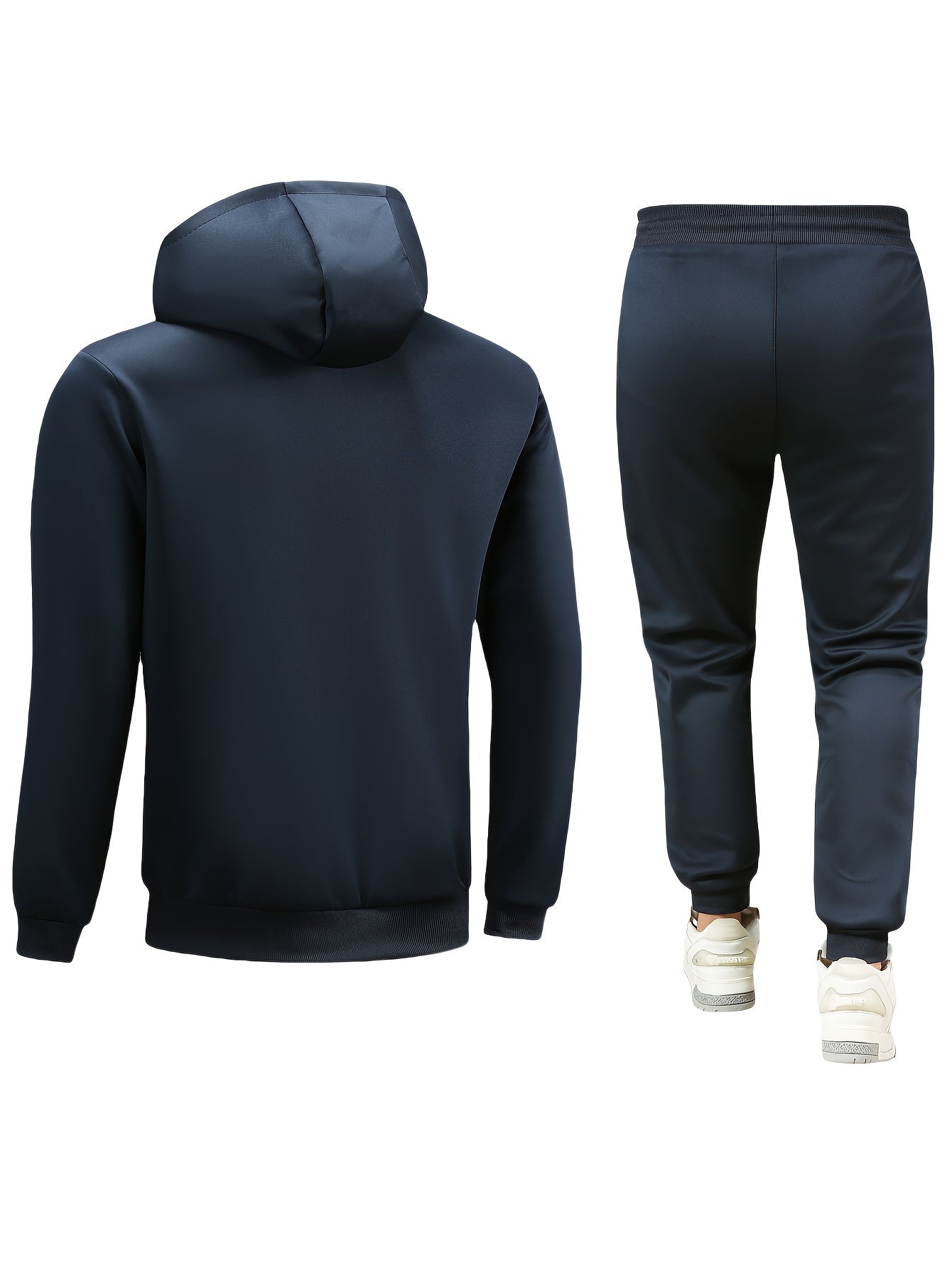 Men'S Sports Casual Suit, Spring and Autumn Hooded Cardigan Sweatshirt Set, Outdoor Sports Running Wear Fitness Home Clothes High-Quality Two-Piece Men'S Top and Bottom Outfit