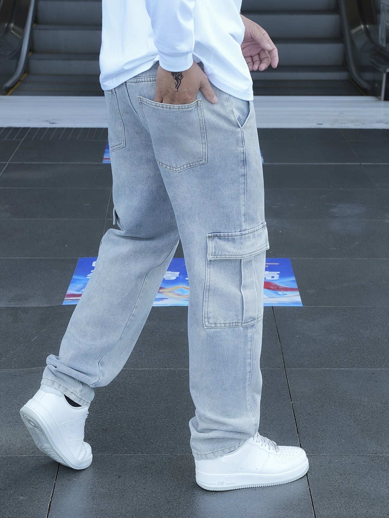 Men's Classic Blue Denim Jeans - 80%, Regular Fit, Machine Washable, Solid Color, All-Season Casual Wear, Comfortable Denim | Relaxed Fit Jeans | Textured Denim Pants