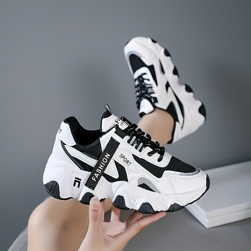 Women's Breathable Mesh Sneakers - Casual Lace-Up, Low Top Sneakers with Faux Cover & PU Sole for Summer