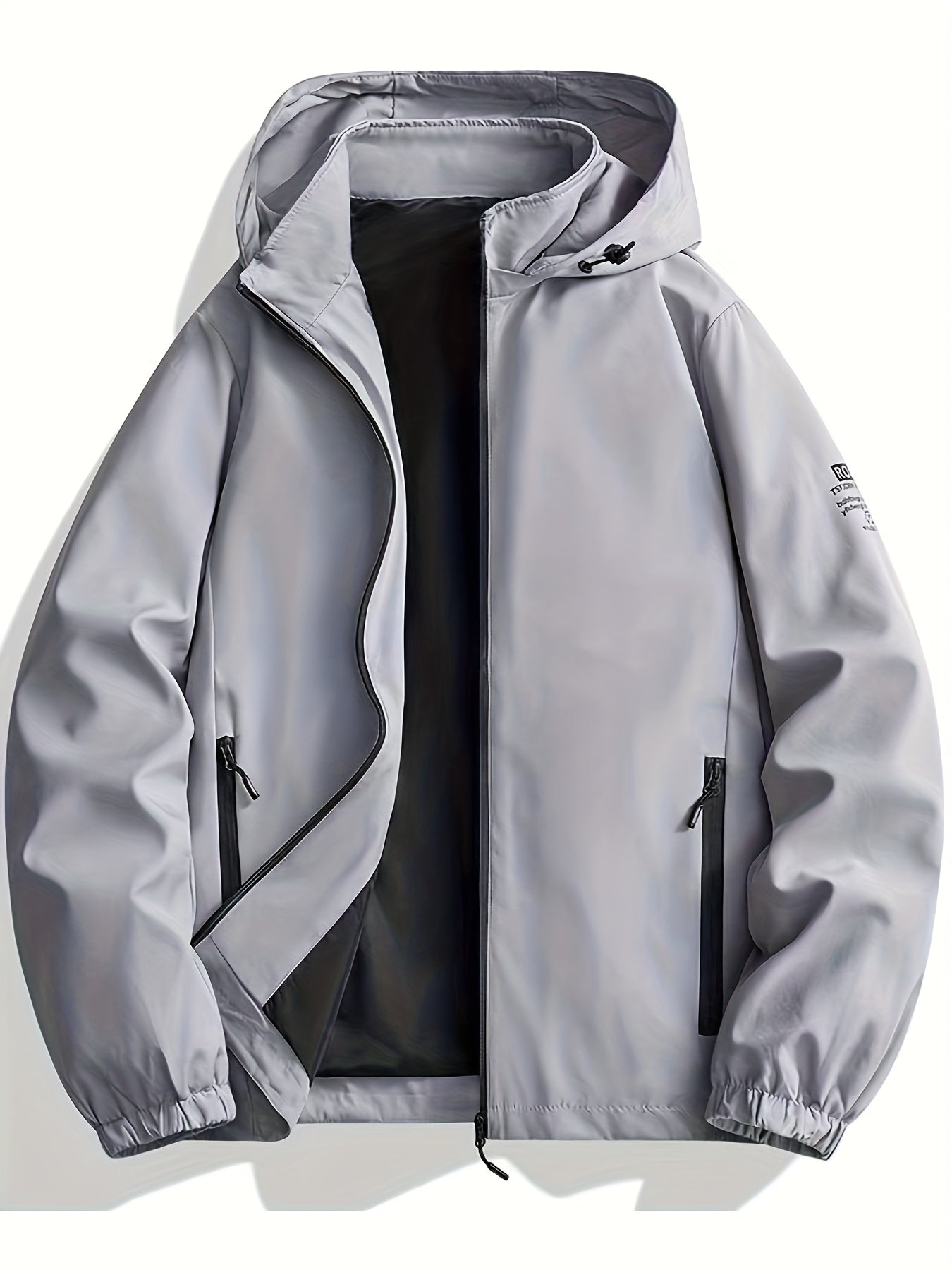 2pcs Men's Sporty Casual Jacket and Stretch Jogger Set, Spring/Autumn Fashion Hooded Jacket with Zipper Pockets, Windproof Outerwear and Black Stretch Joggers, Perfect for Outdoor Activities and Leisure Wear