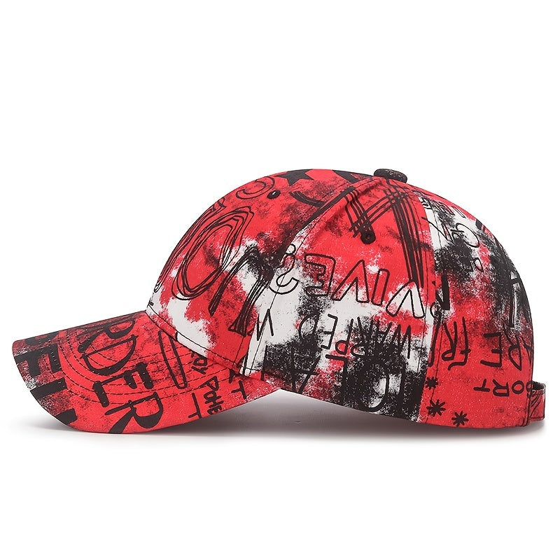 Graffiti Floral Fabric Baseball Cap for Both Men And Women, a Trendy Streetwear Sunshade Hat.