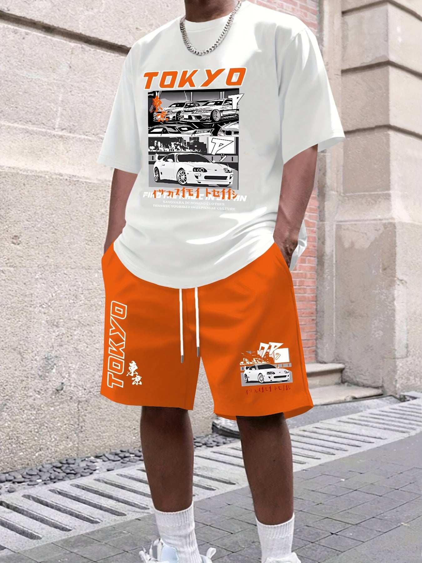 Men's suit short sleeve T-shirt and shorts