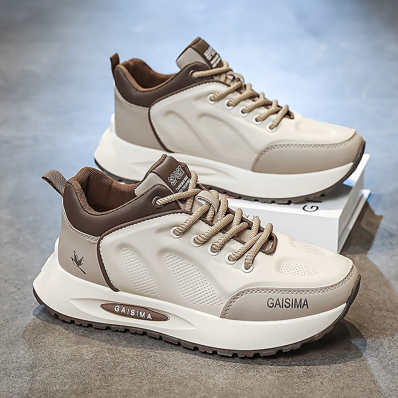 Men's Breathable Casual Sneakers - Trendy Dad Shoes with Thick Sole, Lace-Up, Mid-Top Design for Running & Fashion