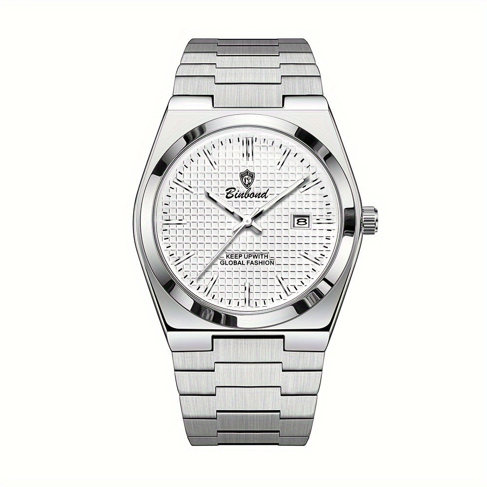 BINBOND Men's Classic Waterproof Quartz Watch with Stainless Steel Band, Luminous Dial & Date Feature - Perfect for Business or Casual Wear, Cool And Handsome Style