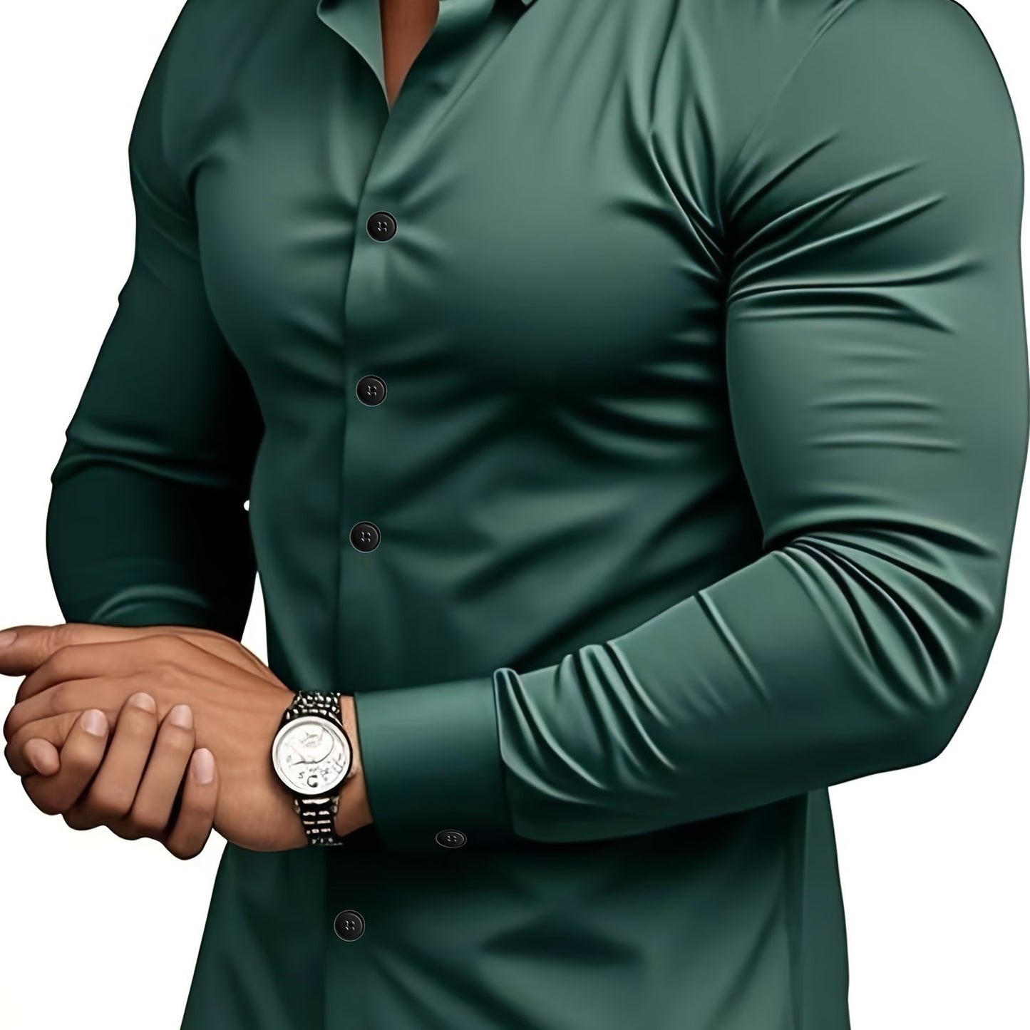 Men's Classic Solid Color Long Sleeve Dress Shirt - Regular Fit Point Collar, Non-Stretch Fabric for Office, Business & Casual Wear, All-Season Versatile Wardrobe Staple, Everyday Comfort, Sleek Appearance, Easycare Material