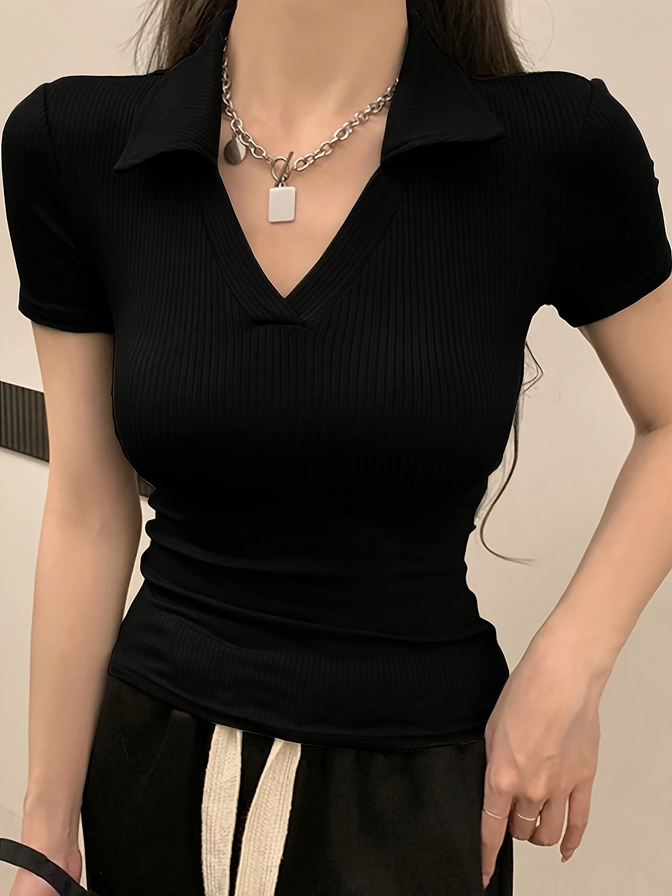 OM207 Women's Slim Fit Short Sleeve Shirt, Solid Color