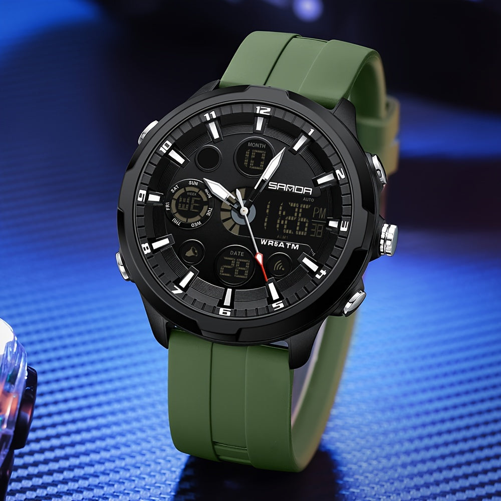 SANDA Men'S Digital Outdoor Sports Wristwatch,Waterproof Multifunctional Chronograph Quartz Watch For Gift Clock 9053