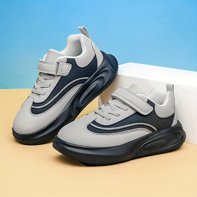 Youngsters' Stylish Athletic Footwear - Comfortable Non-Slip Soft Sole Walking Shoes for Boys & Girls, All-Season, Black & White with Hook and Loop Closure