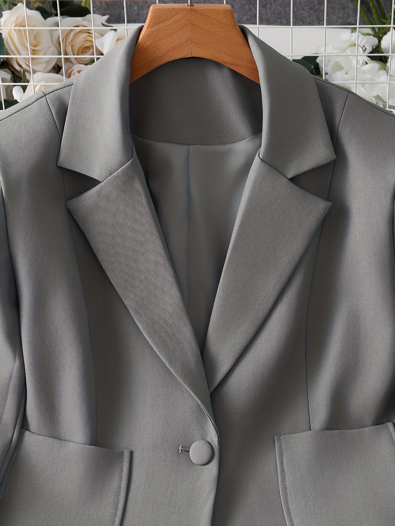 BK052044 Elegant Suit Jacket and Waist-Tie Loose Straight-Leg Wide-Leg Pants Women's Two-Piece Suit