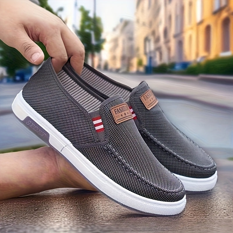 Men's Comfortable Slip-On Loafers - Soft Sole Casual Sneakers, Breathable Fabric Upper with Stitched Detailing, Lightweight & Stylish for Casual Attire, Stylish Loafers | Casual Comfort Wear | Rubber Sole Footwear