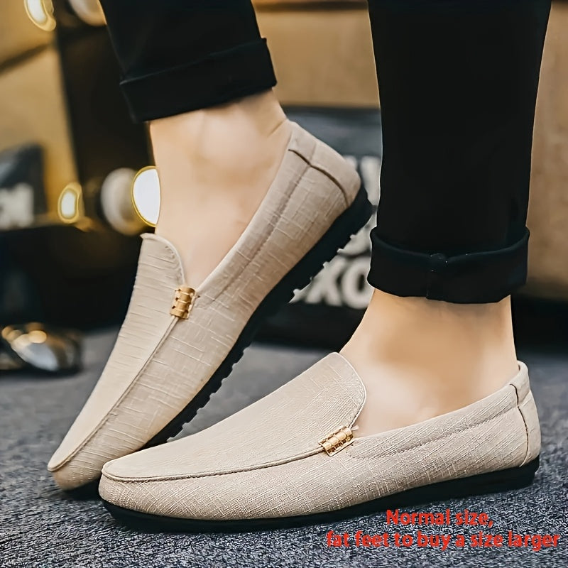 Men's Slip-On Casual Sneakers - Breathable Upper, EVA Cushioned Insole & Durable PU Sole - Low-Top Round Toe Design for All-Season Outdoor Hiking, Daily Wear & Leisure Activities, Allseason Shoes | Stylish Slipons | Fabric Li