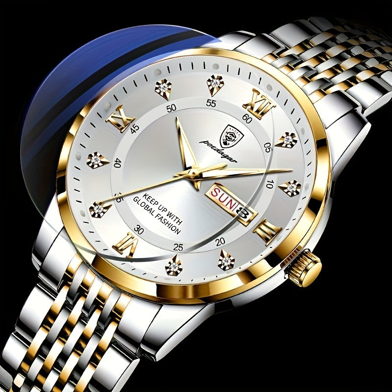 Women's Business Leisure Quartz Watch Luminous Fashion Date Dial Analog Steel Band Wrist Watch
