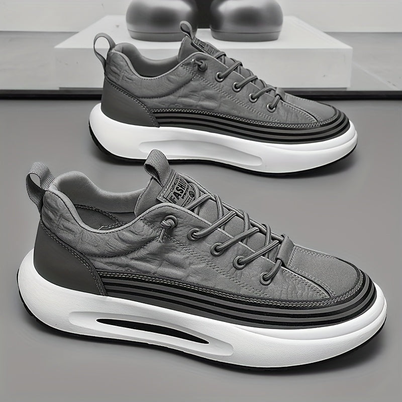 Men's Slip-On Casual Sneakers - Breathable Comfortable Low-Top Shoes with Elastic Panels, PU Upper & PVC Sole for Outdoor Hiking, Running, Daily Wear - All-Season Versatile Streetwear, Hiking Street Shoes, Modern Street Shoes