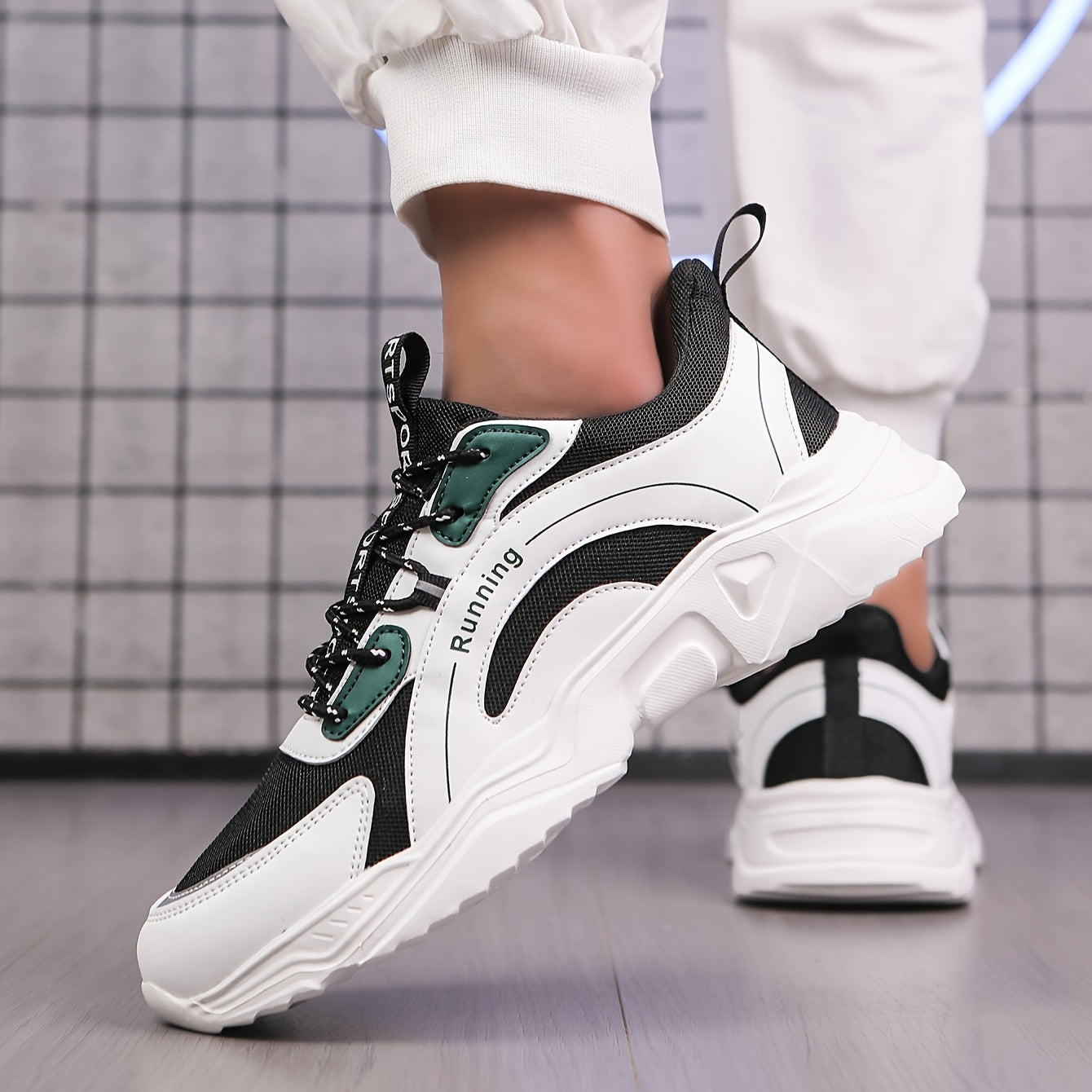 Men'S Casual Sports Sneakers - Stylish Black & White, Lightweight & Comfortable Running Shoes for All Seasons, Lace-Up Design, Allseason Sneakers | Stylish Casual Shoes | Comfortable Footwear