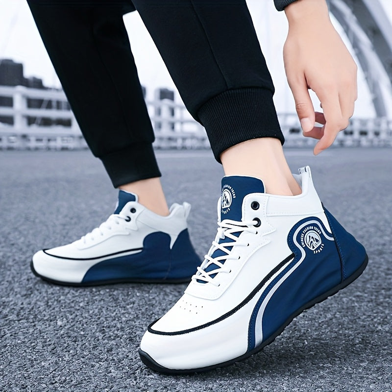 Men'S Fashion Classic Sneakers, Low Top Lace-up Athletic Shoes, Shock Absorbing Breathable Running Shoes, Durable Thick Sole Skateboard Shoes, Solid Color Graphic Design, Round Toe, Faux Upper/Sole, Fabric Inner, EVA Insole f