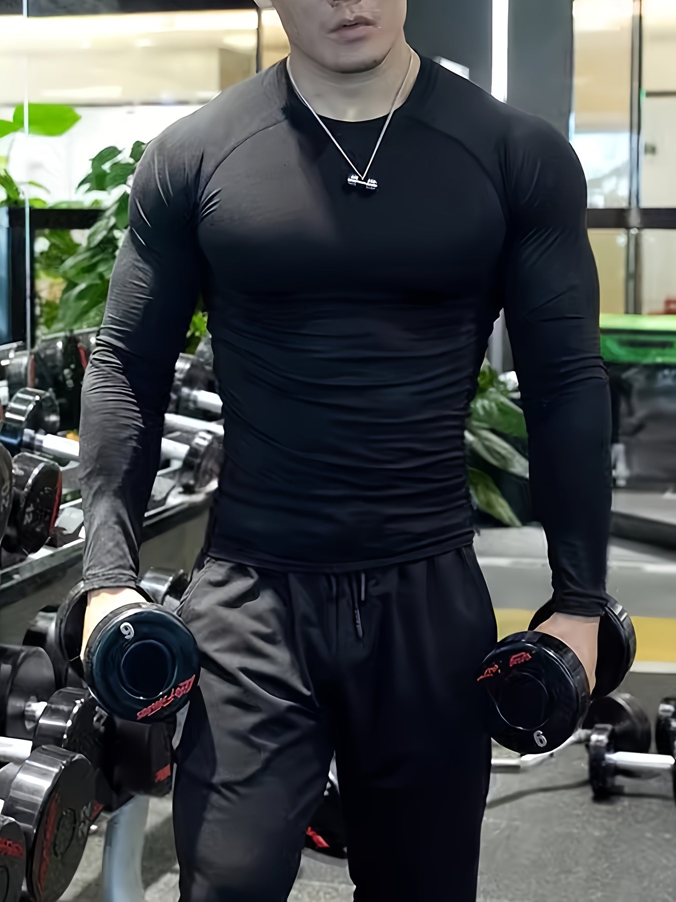 Elite Men's Long Sleeve Athletic Compression Shirt - Quick-Dry, Stretch Fabric, Round Neck, Solid White - Ideal for Gym, Running & Casual Home Wear - Machine Washable, Gym Clothes