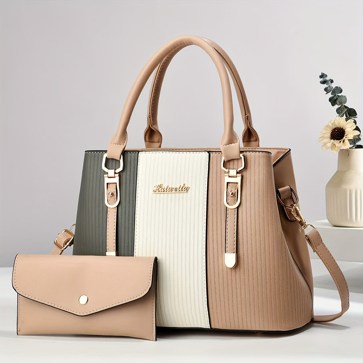 Stylish And Versatile Women'S Bag, Large Capacity Mom Bag, Simple Letter Texture, Color Matching, Handbag, Multi Set, Set, Thank You for The Gift, Give to Your Girlfriend