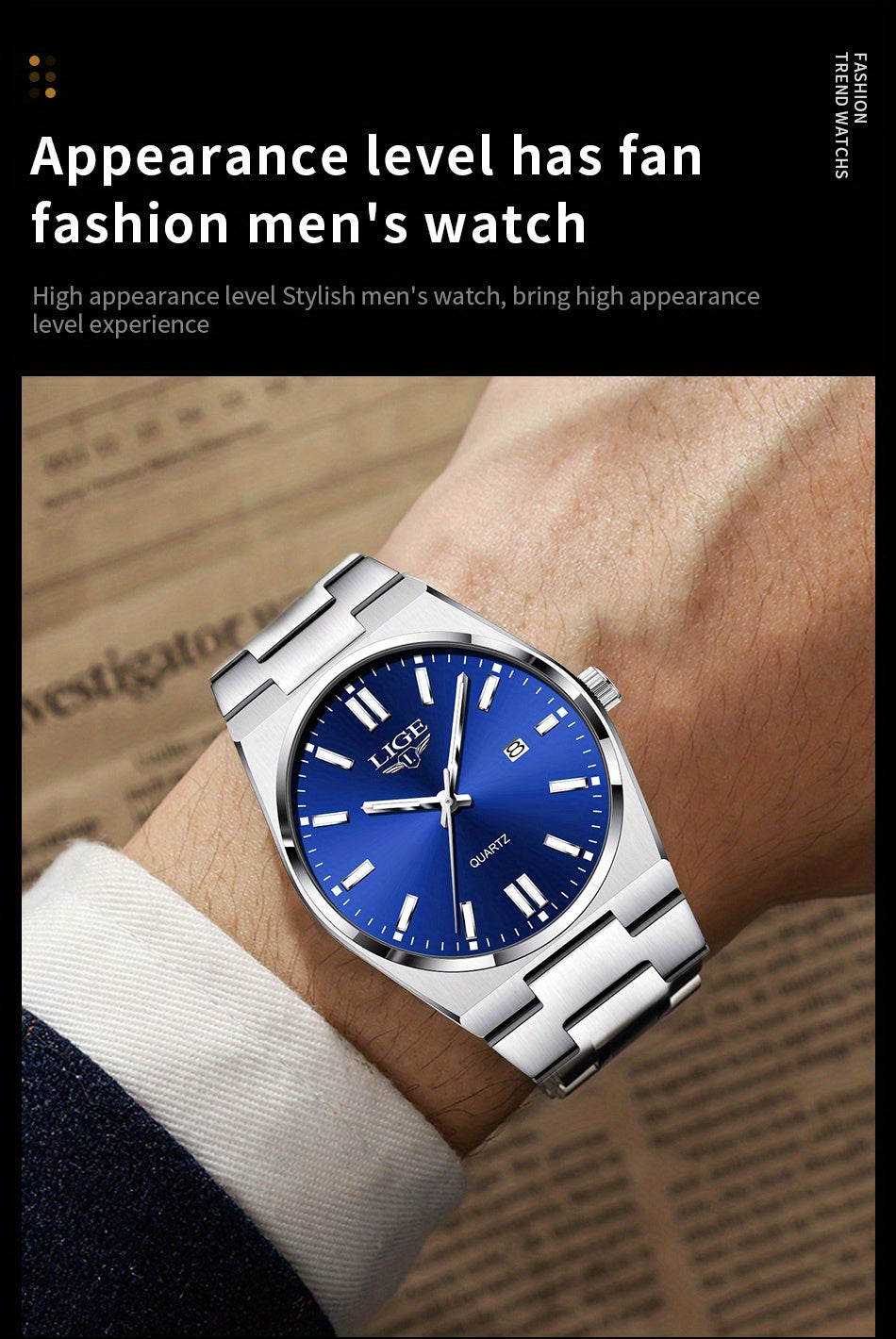 LIGE Stylish Vintage Design Women'S Quartz Timepiece Classic Date Quartz Watch for Men with Luminous Features