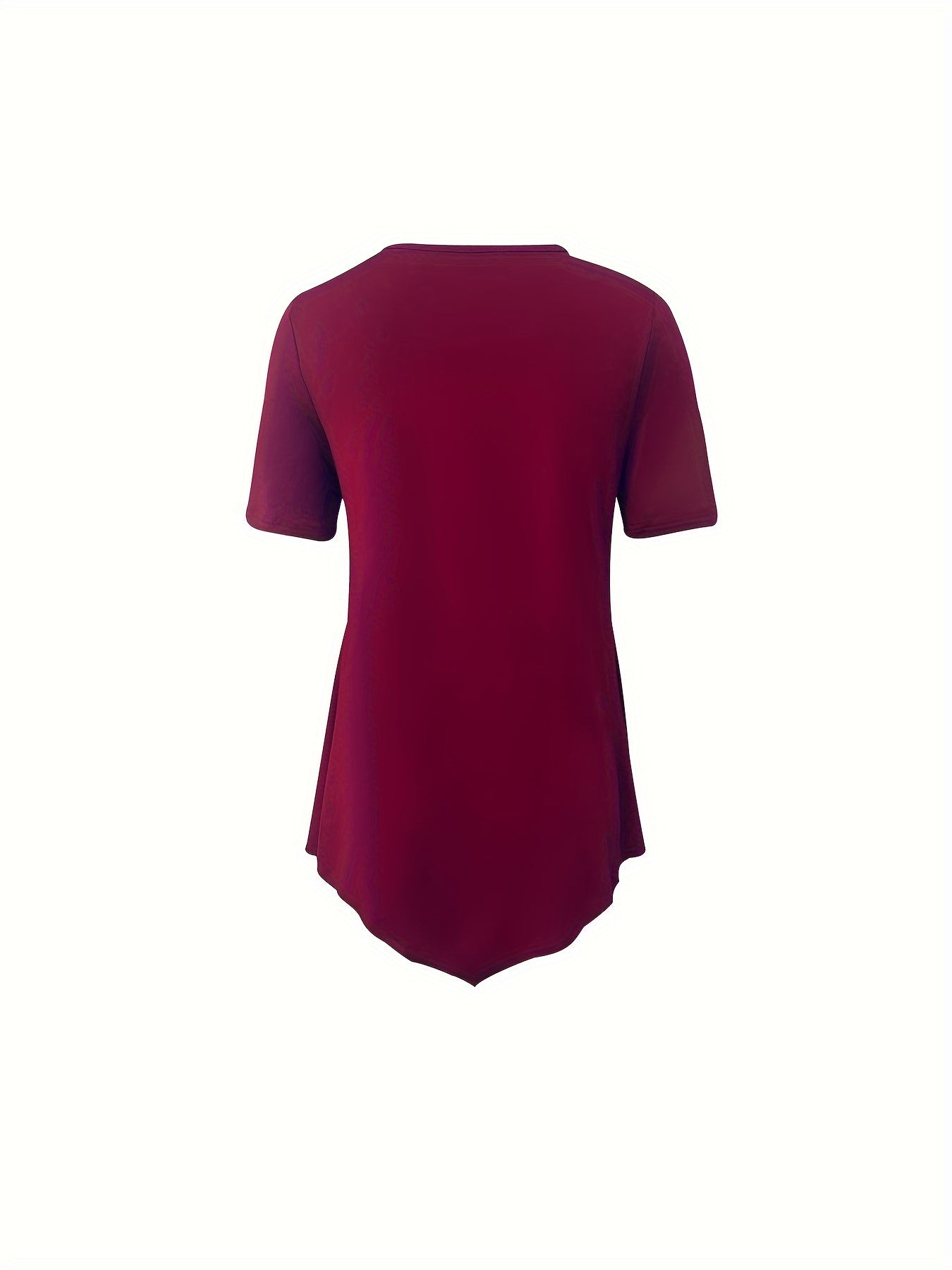 Asymmetrical Hem Crew Neck T-shirt, Short Sleeve Casual Top For Summer & Spring, Women's Clothing