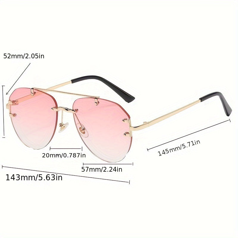 Unisex Classic Retro Double Bridge Glasses, Fashionable, No Frame, Metal Material, S Style, Ordinary Decorative for Men And Women, Casual Use