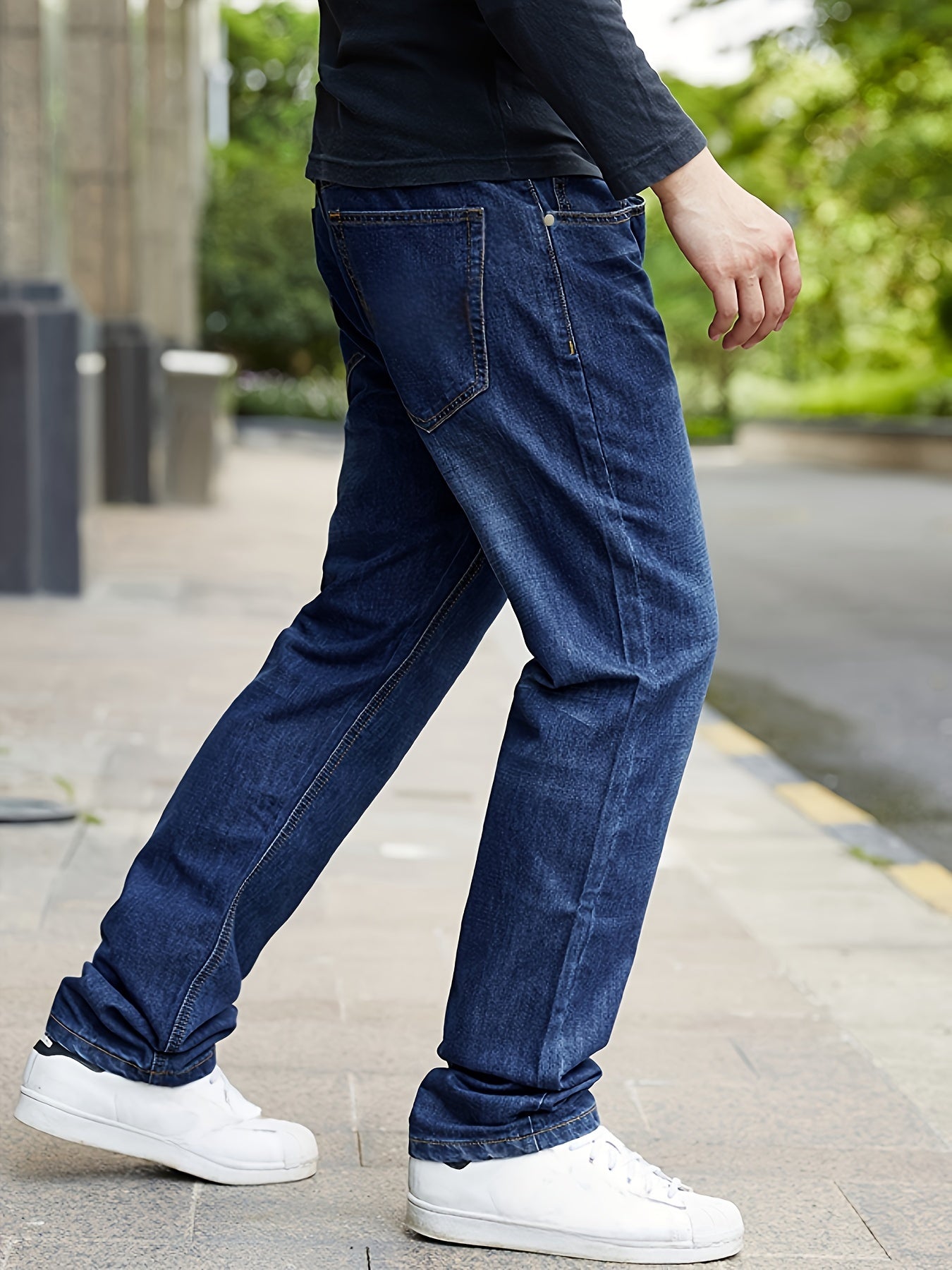 Large Size Men's Jeans Elastic Straight Long Pants Comfortable Casual Long Pants Simple And Versatile Men's Business Pants