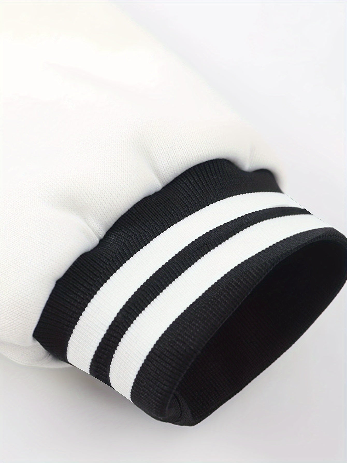 Men'S A07 Sporty Casual Baseball Outfit - Black & White "A" Print Jacket with Pockets, Matching Pants, Polyester Blend, Fall/Winter Wear, Casual Sportswear | Letter Print Jacket | Knit Construction, Baseball Attire