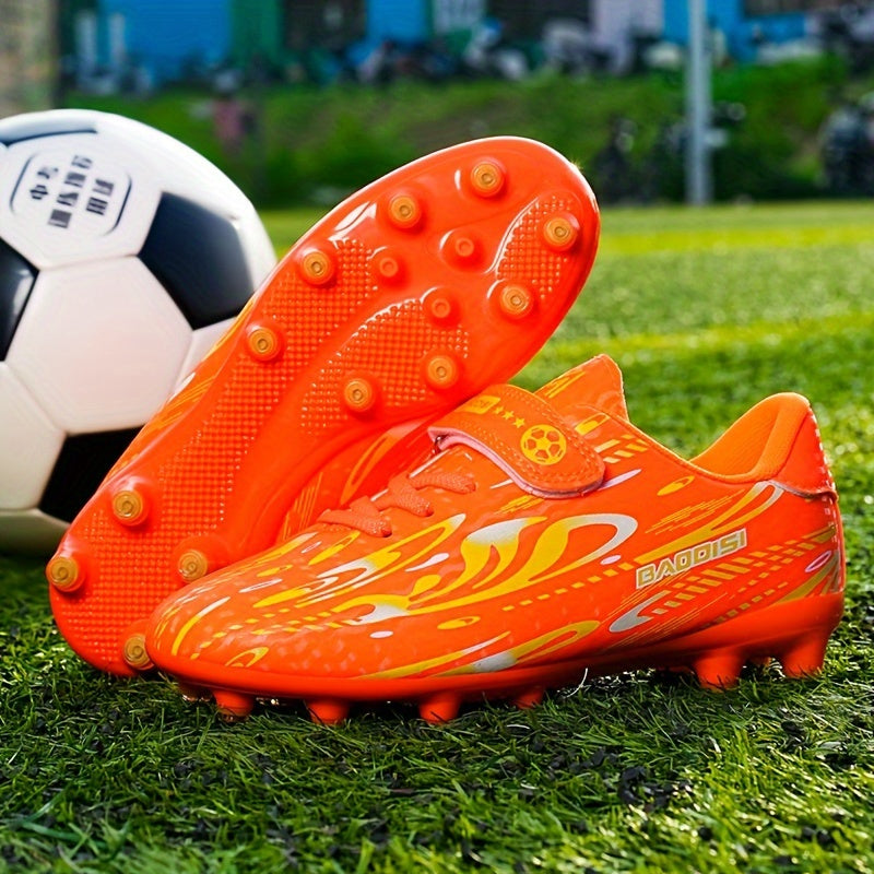 Boys' and Girls' Black and Blue Soccer Cleats with "BAGGIES" Logo - Lightweight, Breathable, Round Toe, Easy Closure, Rubber Base for Outdoor Football, Soccer Boots|Stylish Soccer Shoes|Easy Closure