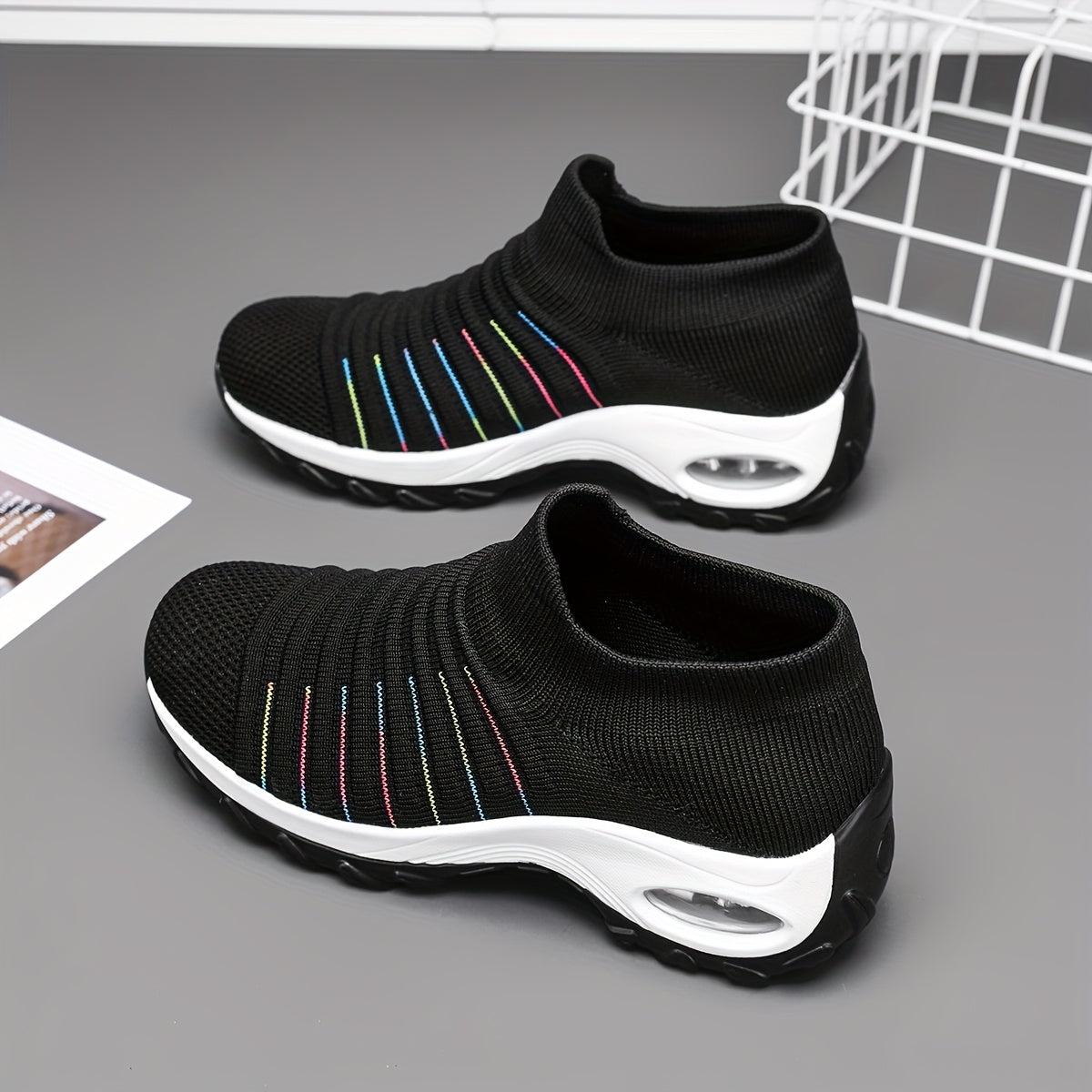 Women's Slip- Shoes - Lightweight Breathable Fabric Upper, Soft Cushioned PU Sole, Low-Top Casual Sneakers for Walking, Jogging & Casual Attire - All-Season Comfort (Black), Ladies Sneakers, Allseason Footwear, Stylish Slipon