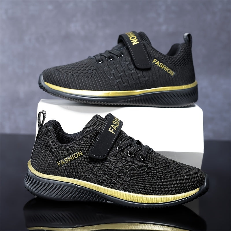Youngsters' Breathable Knit Sneakers with Closure - Lightweight EVA Sole, All-Season Casual & Outdoor Running Shoes for Boys & Girls, Black, Youngsters Sneakers, Youngsters'S Footwear, Sporty Youngsters'S Footwear, Durable Yo