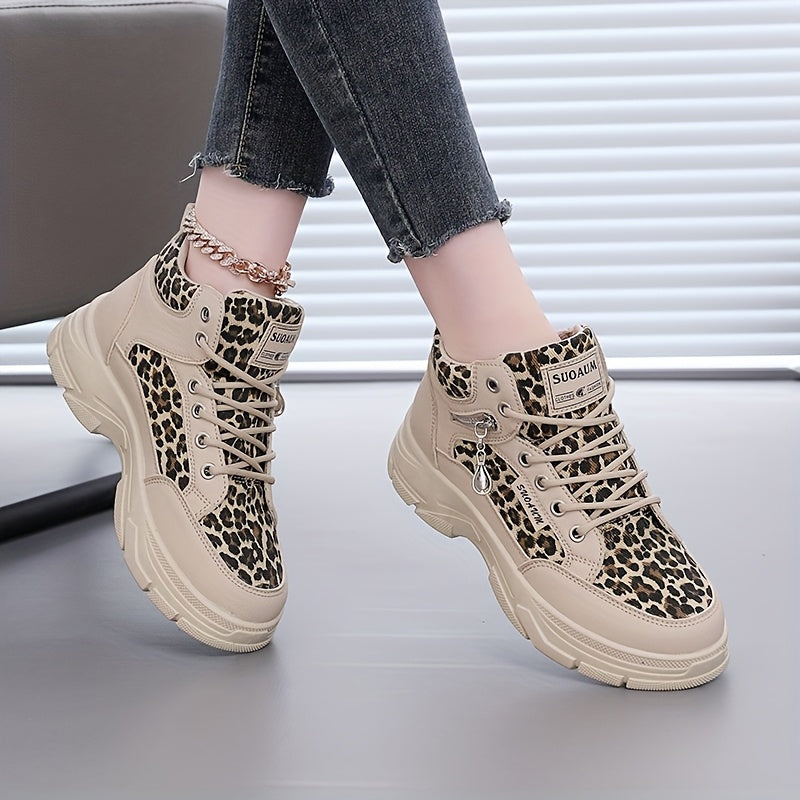 Women'S Stylish Leopard Print Sneakers - Casual, Versatile Walking Shoes for Outdoor and Fitness Activities, Lightweight and Comfortable, All-Season Use, Casual Walking Shoes | Leopard Print Sneakers | Comfortable Walking Sho