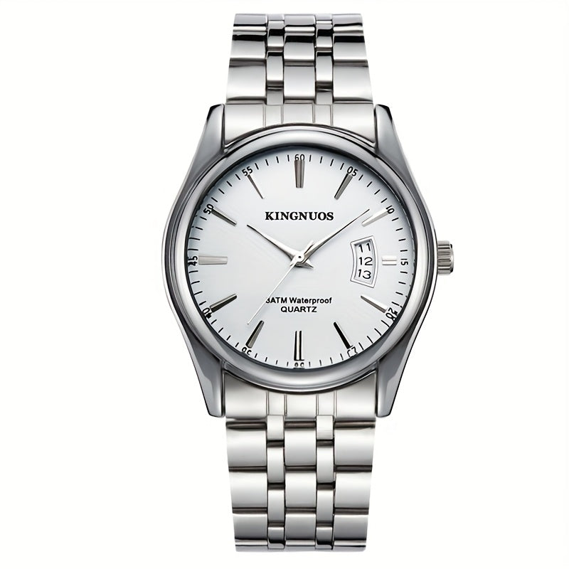 1pc New Fashion Stainless Steel Trendy High-end Atmosphere Luxury Elegant Business Travel Vacation Simple Versatile Men'S and Women'S Quartz Watch with Date
