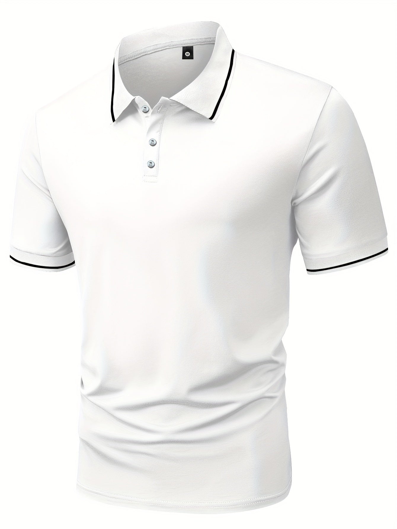 3pcs Men's Casual Fashion Shirts - Breathable Polyester, Short Sleeve, Button-Up with Classic Collar - Machine Washable, Summer Essentials in Black, White, and Beige