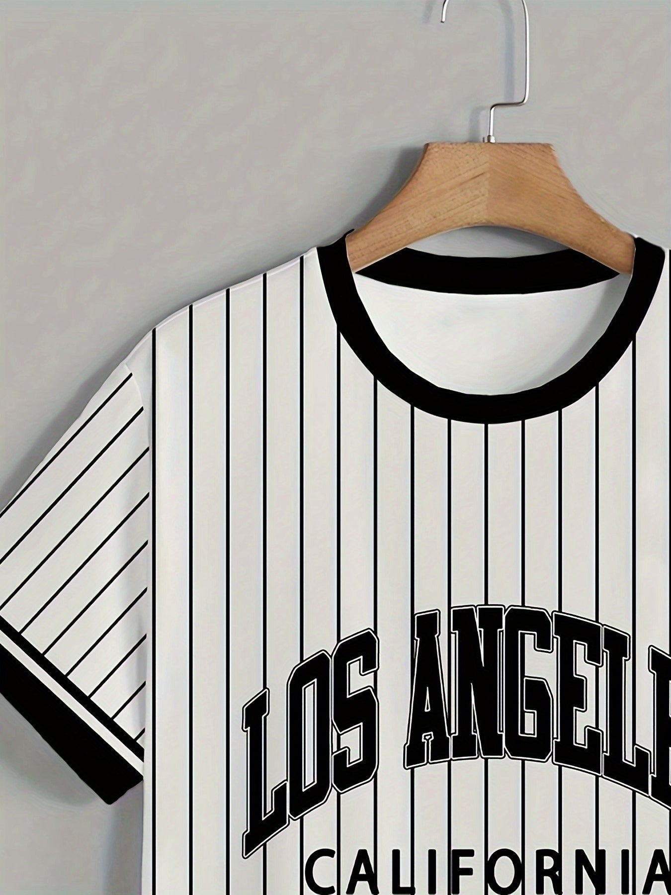 Men'S Los Angeles California Striped T-Shirt - Casual Short Sleeve Crew Neck, Breathable Summer Outdoor Sports Top, White with Black Letter Print, Regular Fit Tee for Casual Attire, Breathable Clothing | California Pride Shir
