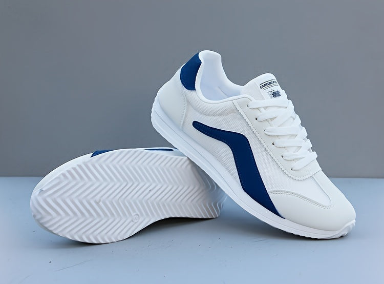 Fashion Sneakers Men'S Breathable Mesh Casual Sports Running Shoes - Striped Low Top Lace-Up Round Toe Comfort Footwear for All Seasons - PVC Sole, Fabric Insole, Everyday & Athletic Use