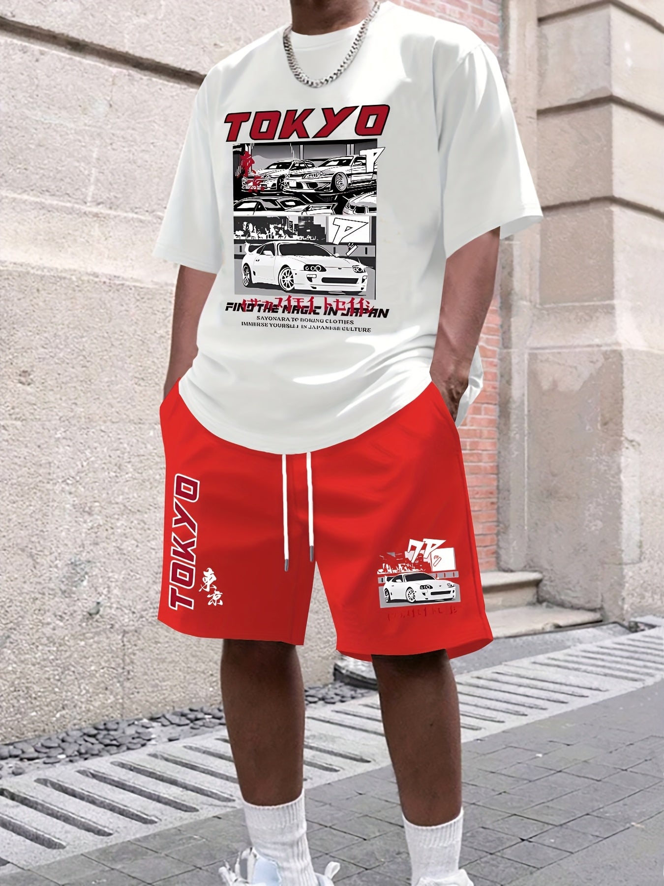 Men's suit short sleeve T-shirt and shorts