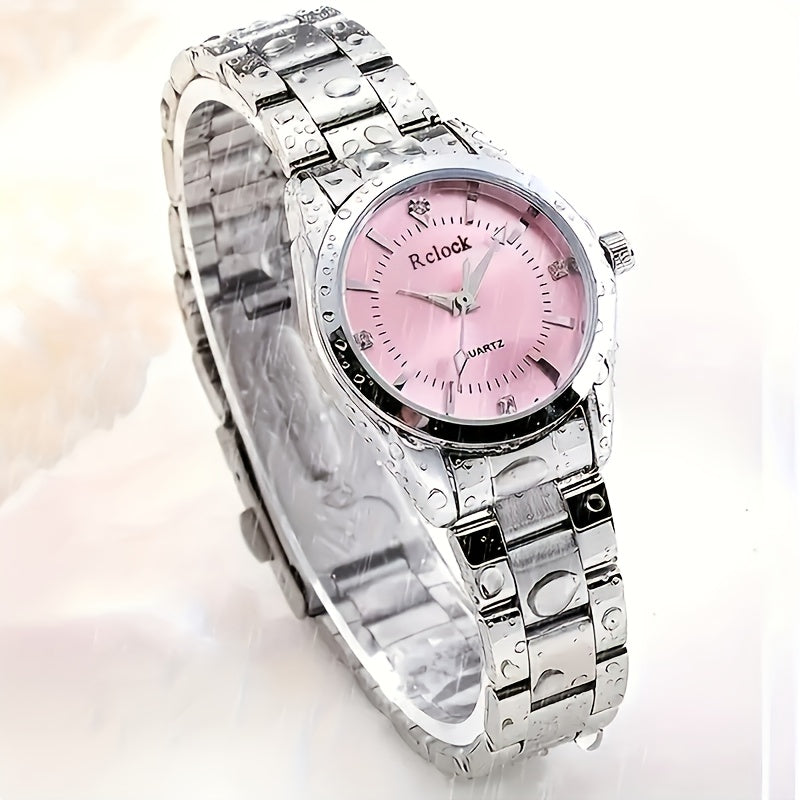 Elegant Ladies Quartz Watch - Fashionable Round Alloy Case, Non-rechargeable Battery, Women's Watch, Quartz Watch,able Multifunctional