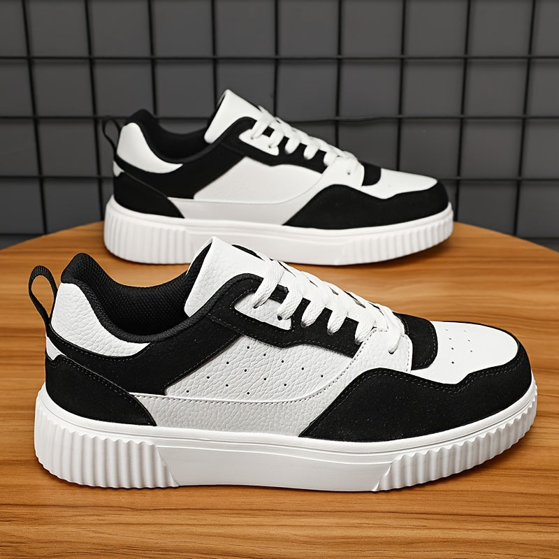 Men's Vintage-Style Sneakers - Lace-Up, Low-Top Skate Shoes with Thick Sole for All Seasons & Activities