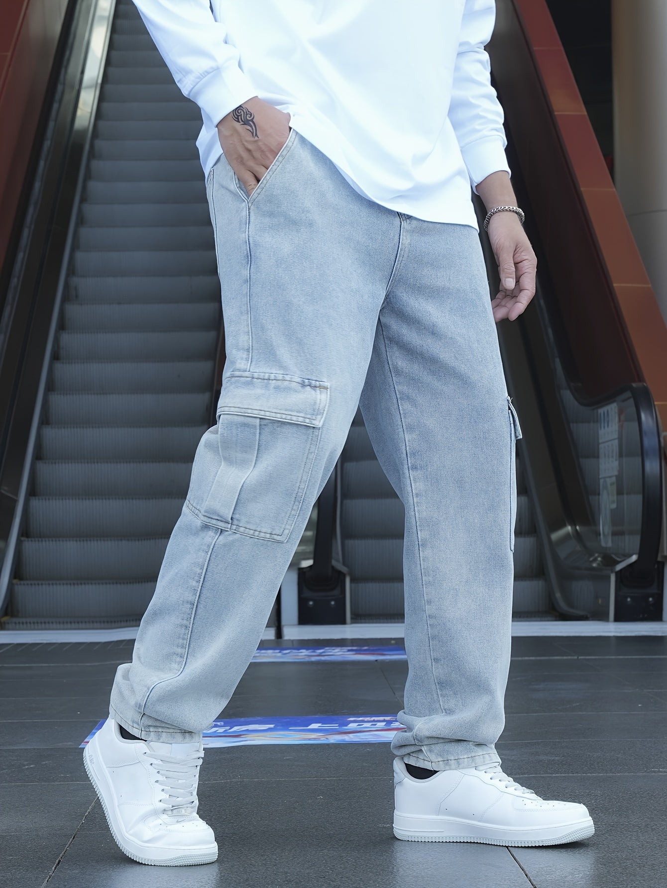 Men's Classic Blue Denim Jeans - 80%, Regular Fit, Machine Washable, Solid Color, All-Season Casual Wear, Comfortable Denim | Relaxed Fit Jeans | Textured Denim Pants