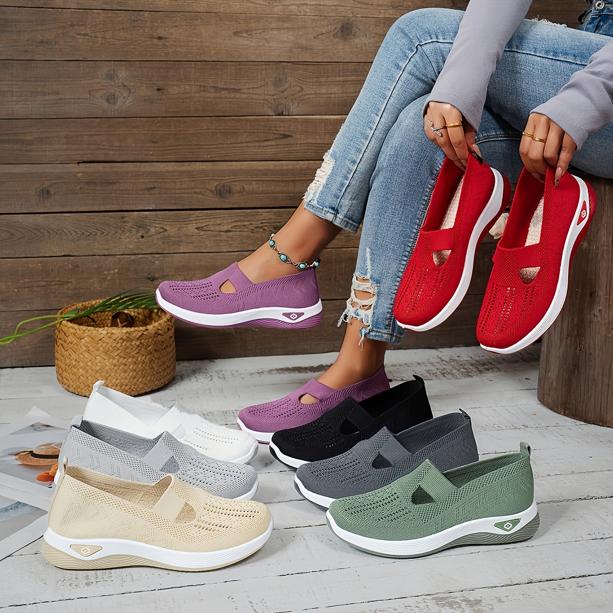 MZMQS Women's Breathable Mesh Slip-On Sneakers - Lightweight & Comfortable Walking Shoes with Rubber Sole and Fabric Insole - Versatile All-Season Footwear in Multiple Colors - Hand Washable, MZMQS