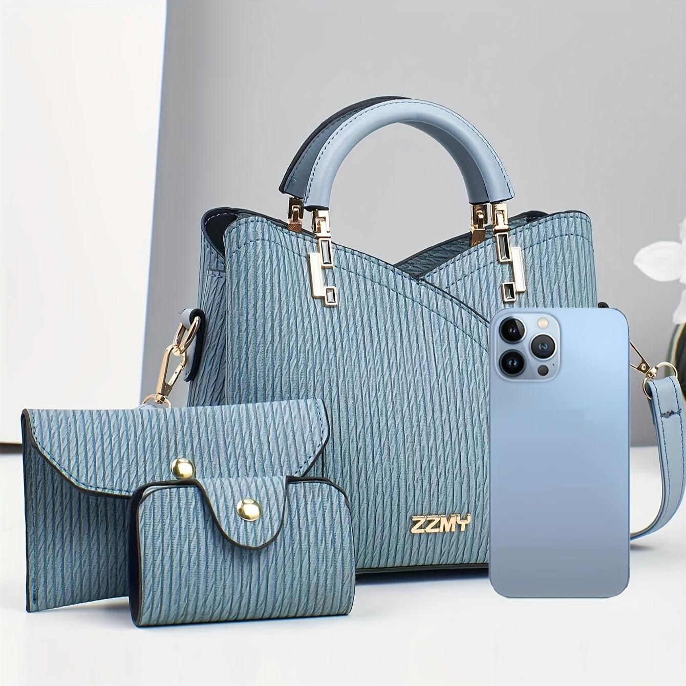 3pcs Set Striped Fashion Handbags, Multifunctional Large Capacity Crossbody Bag with Stylish Design, New Fashionable Women's Small Square Shoulder Bags Versatile Casual Multi-Layer Large Capacity Single-Shoulder or Crossbody